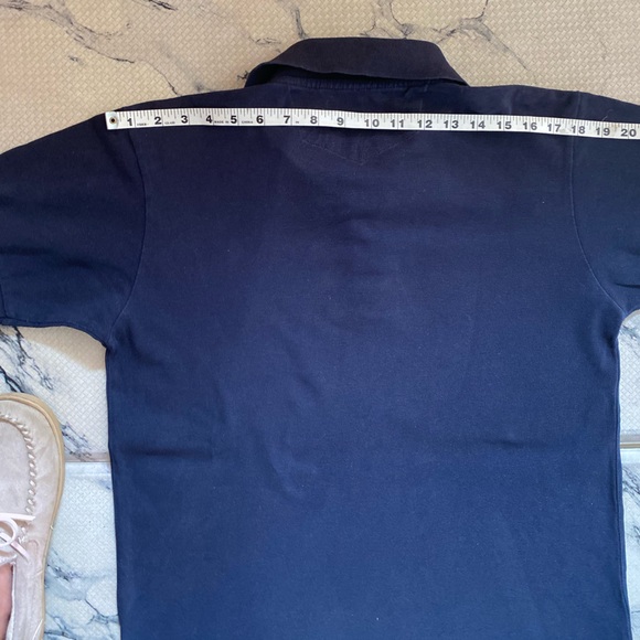 Mens BURBERRY Upscale Polo🐴Navy/ Nova Check Details & sleeve LOGO🔥20.5”p-p-MED - Picture 9 of 16